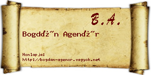 Bogdán Agenór névjegykártya