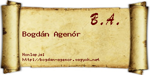 Bogdán Agenór névjegykártya